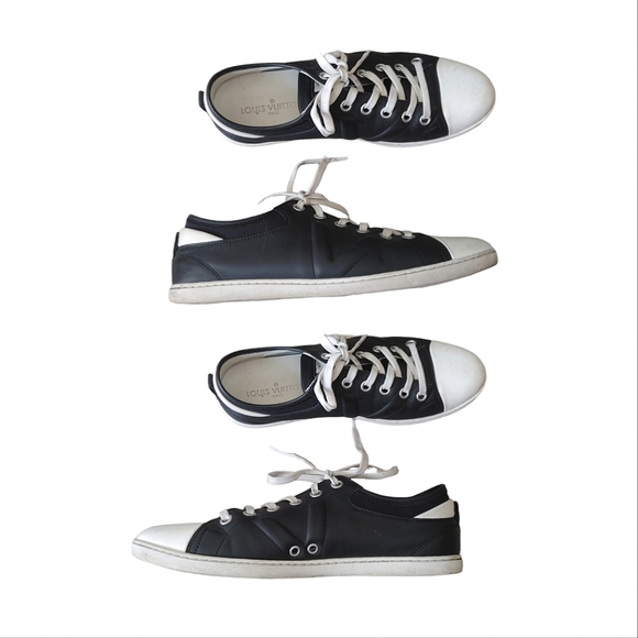 Louis Vuitton Black White Leather Sneakers - Picture 15 of 16